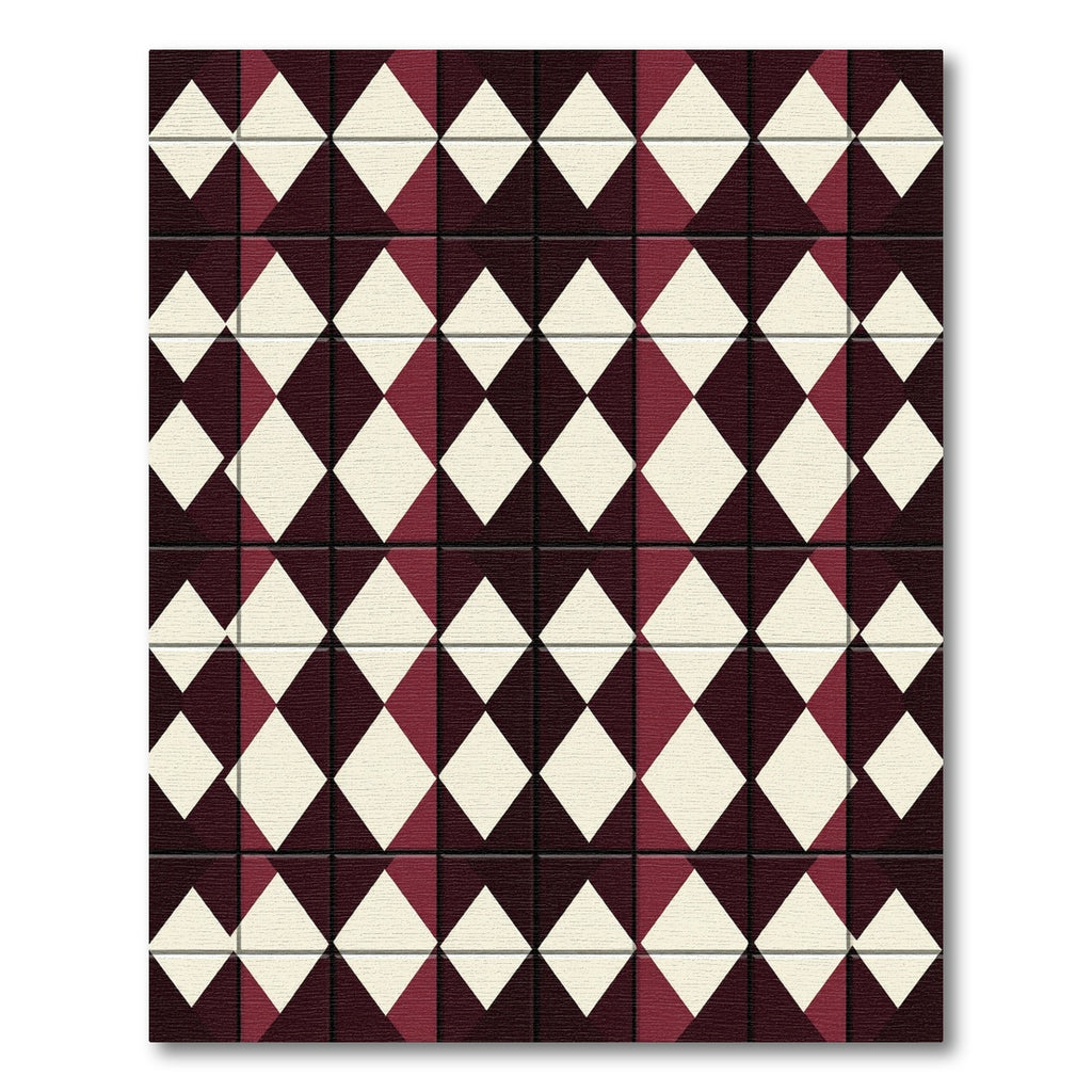 Burgundy Cream Diamond Grid Rug