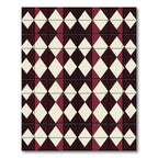 Burgundy Cream Diamond Grid Rug