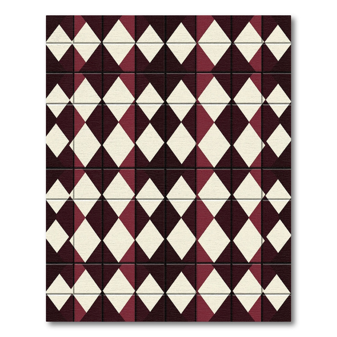 Burgundy Cream Diamond Grid Rug