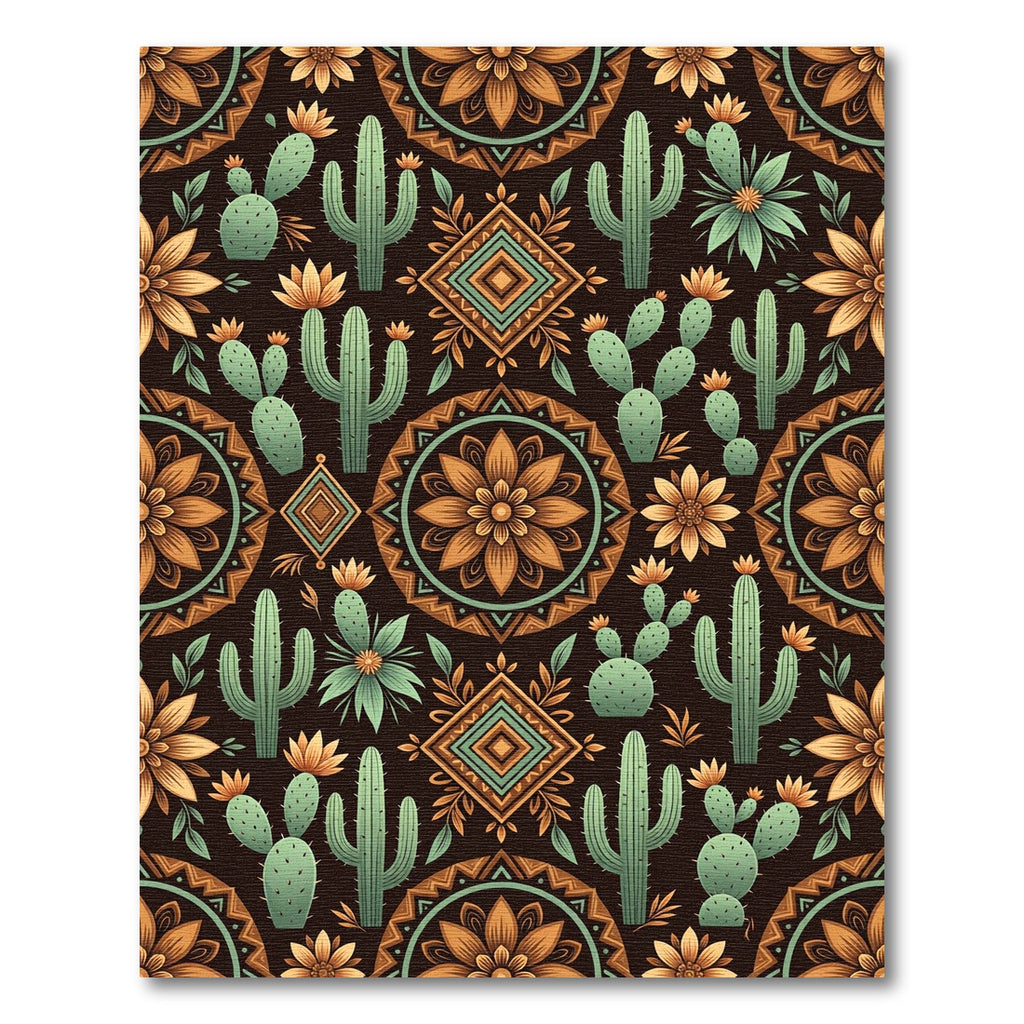 Southwestern Desert Cactus Bloom Earthy Rug