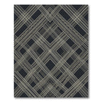 Art Deco Black and Gold Geometric Grid Rug