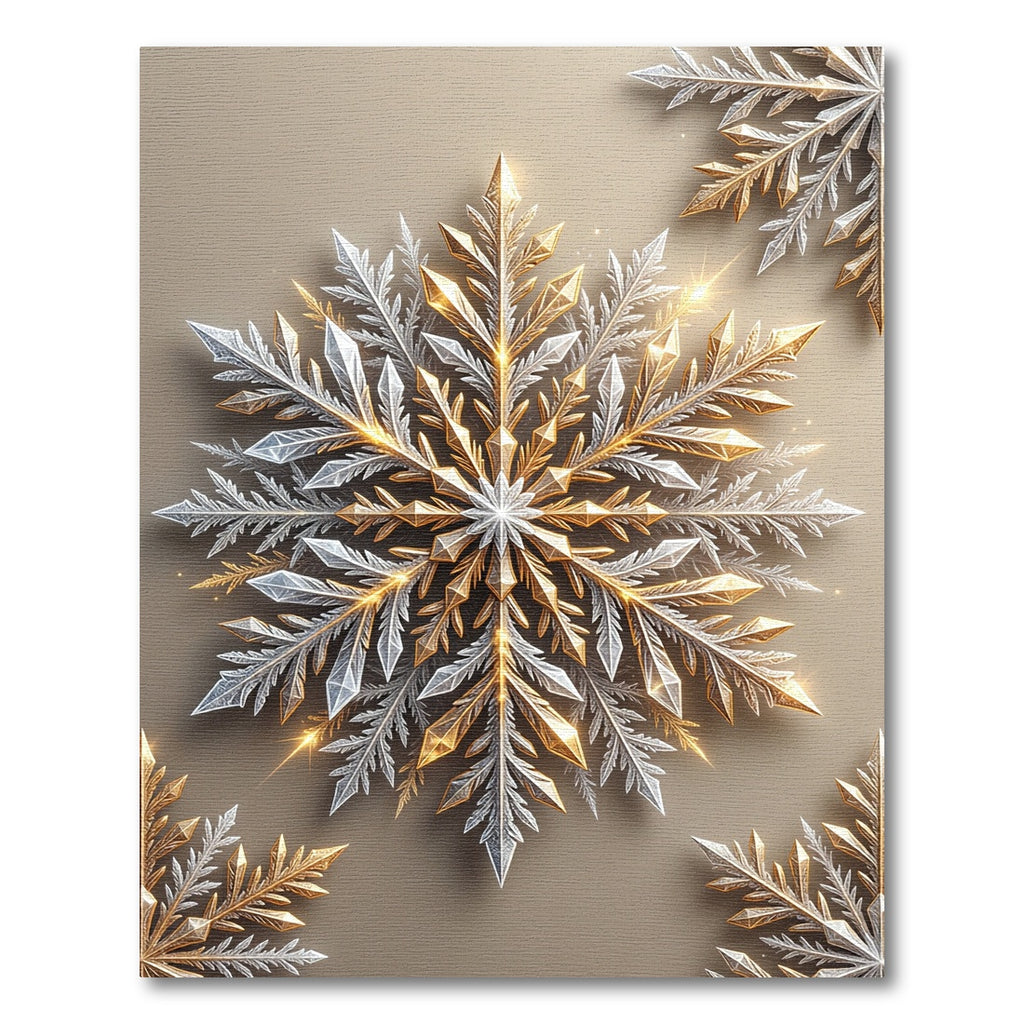 Golden Silver Radiant Snowflake Star Rug