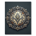 Antique Gold Silver Filigree Medallion Rug
