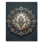 Antique Gold Silver Filigree Medallion Rug
