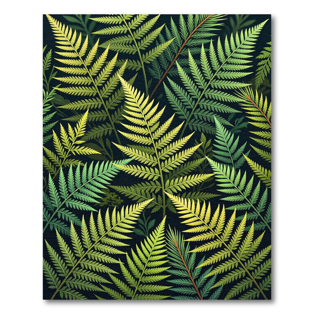 Green Tropical Fern Leaf Overlay Rug
