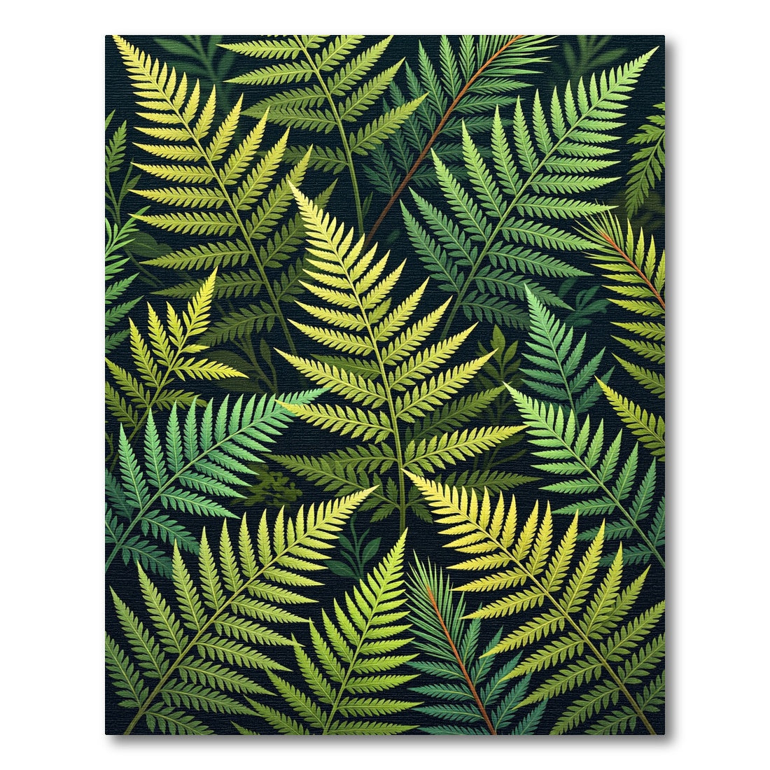 Green Tropical Fern Leaf Overlay Rug