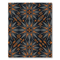 Midnight Orange Geometric Sunburst Cross Rug