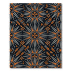 Midnight Orange Geometric Sunburst Cross Rug