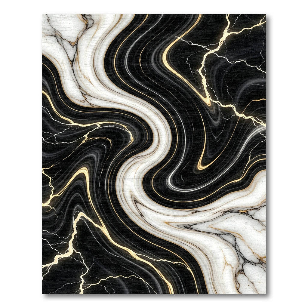 Luxury Black and White Marble Swirl Rug