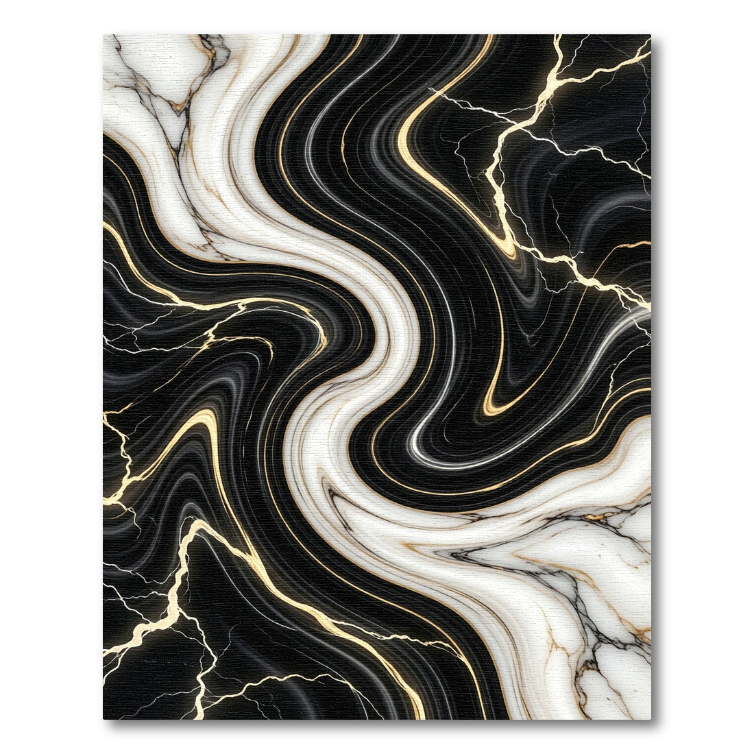 Luxury Black and White Marble Swirl Rug