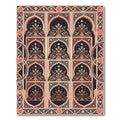 Blush Peach Ornate Arched Floral Tapestry Rug