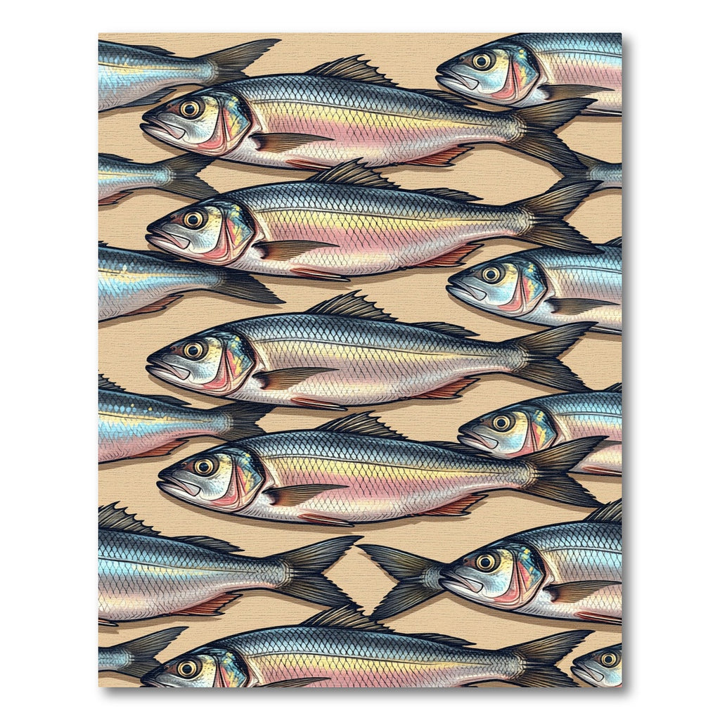 School of Silvery Fish Neutral Tones Rug