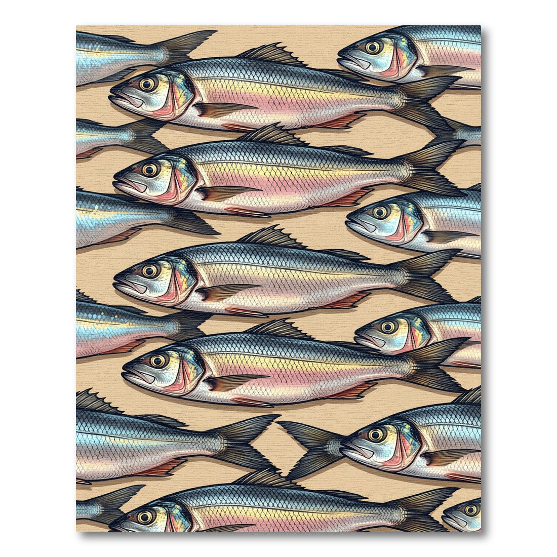 School of Silvery Fish Neutral Tones Rug