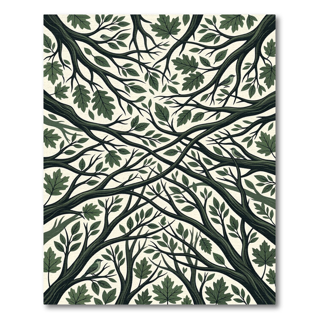 Forest Canopy Intertwining Branches Verdant Leaves Rug