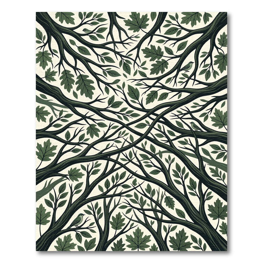 Forest Canopy Intertwining Branches Verdant Leaves Rug