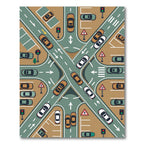 Modern Intersection Street Map Illustration Rug