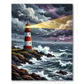 Dramatic Lighthouse Coastline Ocean Scene Rug