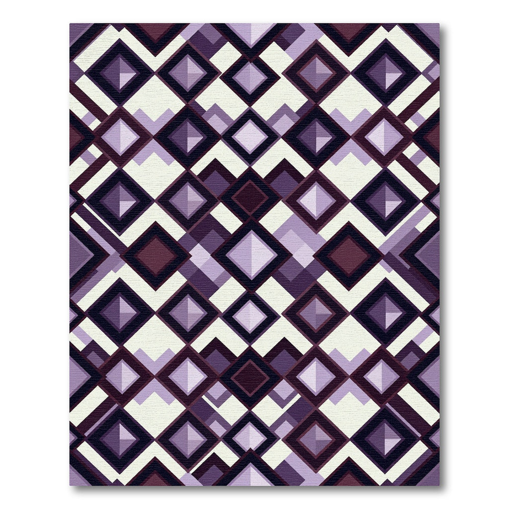 Geometric Lavender Purple Diamond Grid Rug