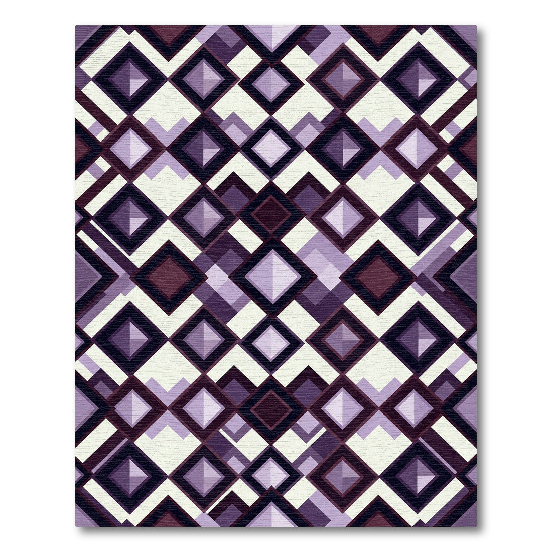 Geometric Lavender Purple Diamond Grid Rug