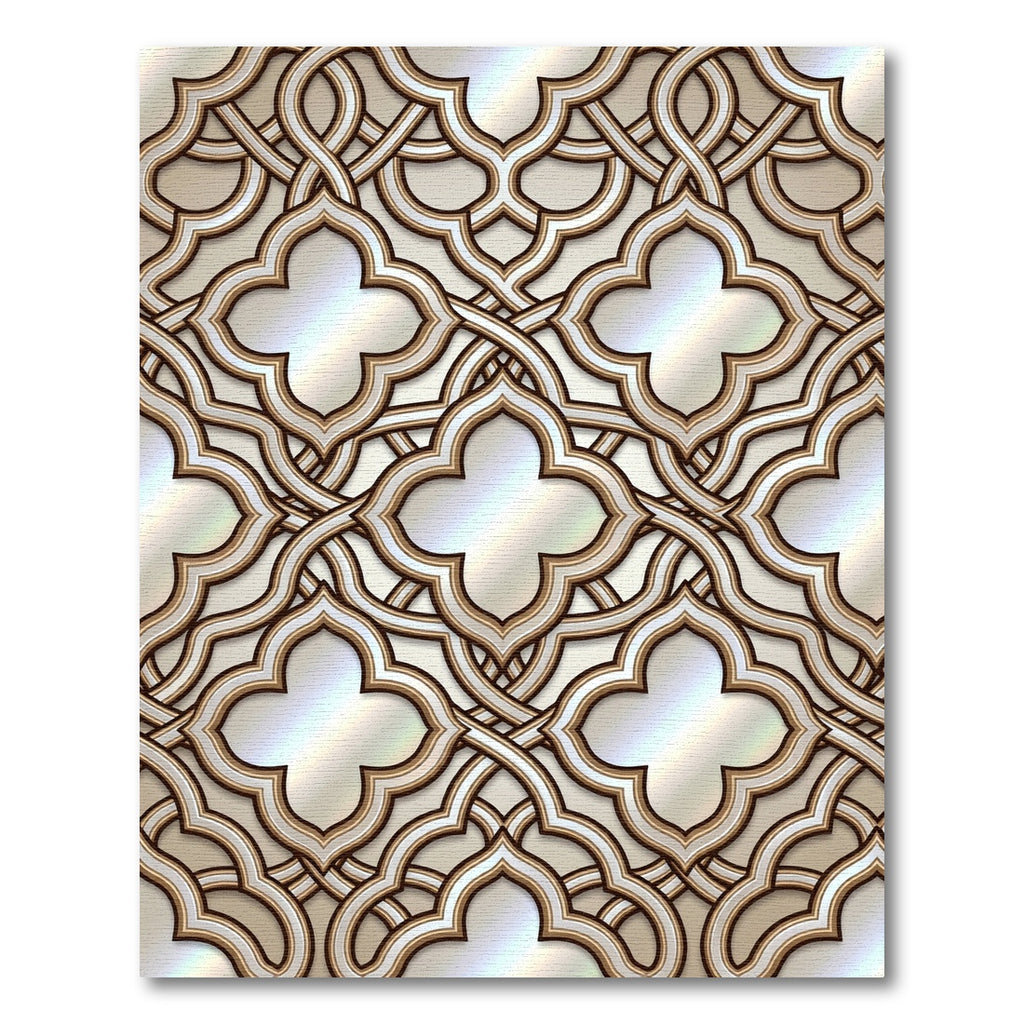 Elegant Gold Interlocking Quatrefoil Rug