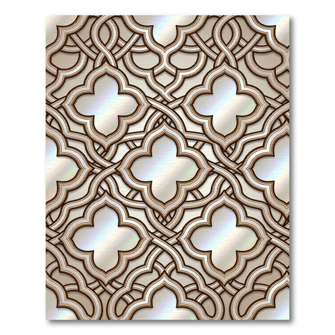 Elegant Gold Interlocking Quatrefoil Rug
