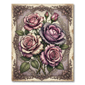 Vintage Victorian Dusty Rose Floral Bouquet Rug