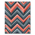 Geometric Coral and Slate Chevron Rug