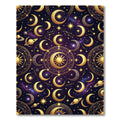 Golden Celestial Moon and Starry Sky Rug