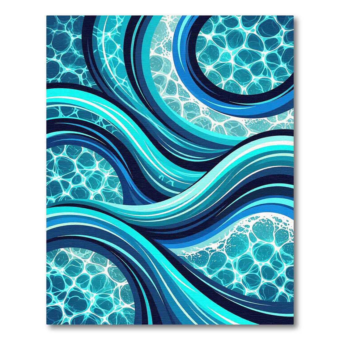 Turquoise Blue Ocean Wave Curves Rug