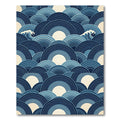 Japanese Indigo Waves Graphic Art Rug