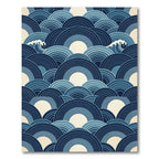 Japanese Indigo Waves Graphic Art Rug