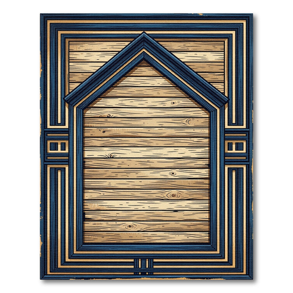 Art Deco Navy Golden Geometric Frame Rug