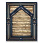 Art Deco Navy Golden Geometric Frame Rug