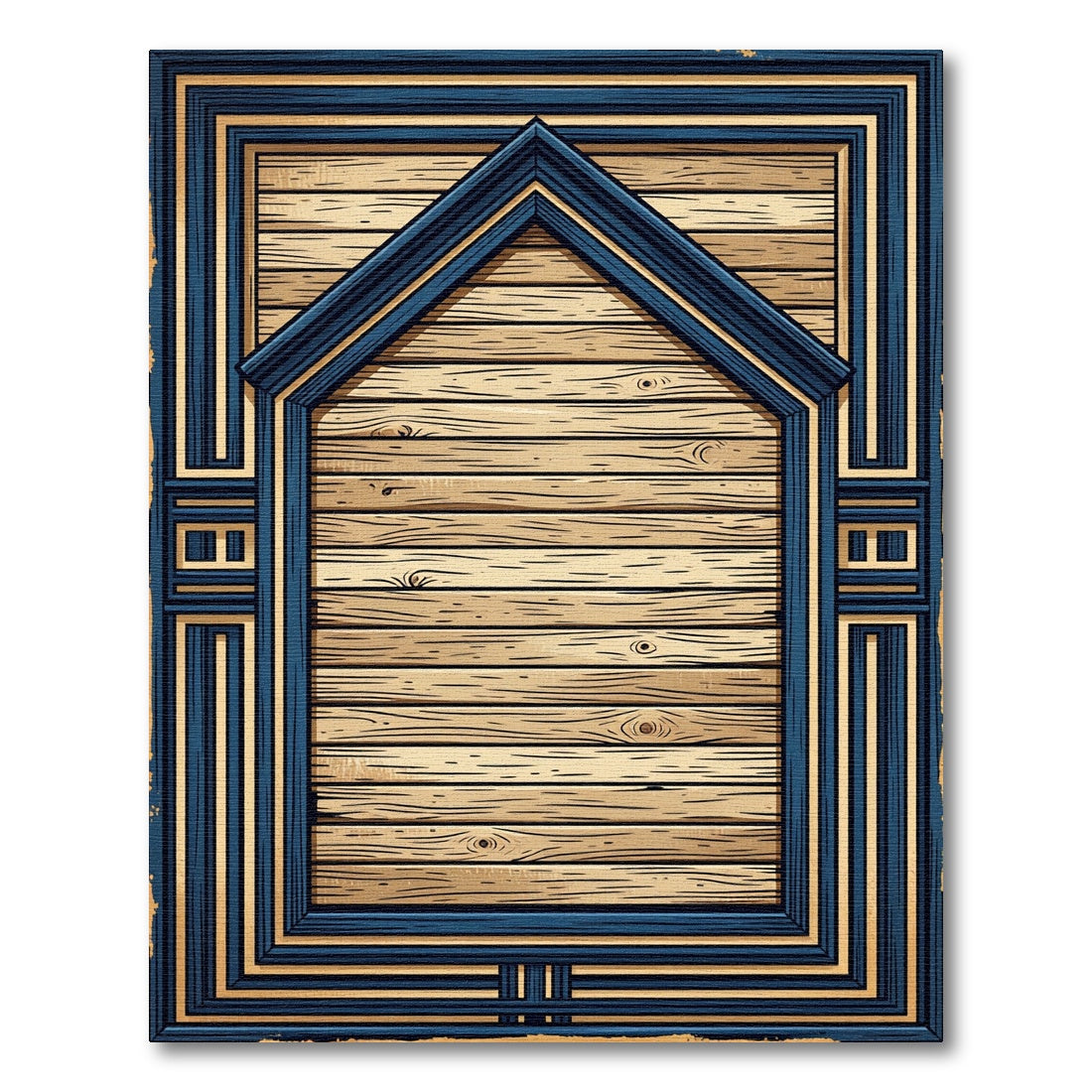 Art Deco Navy Golden Geometric Frame Rug