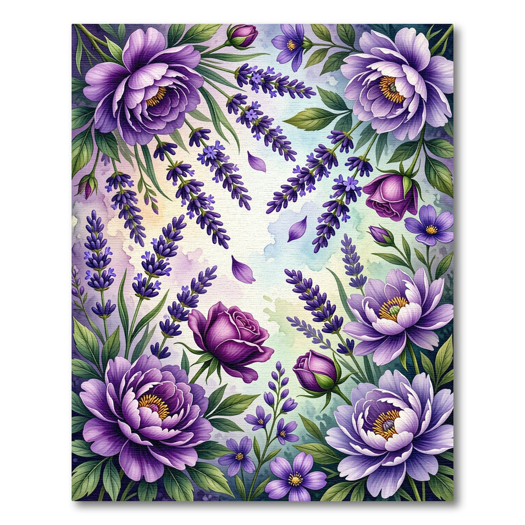 Vibrant Purple Lavender Rose Garden Rug