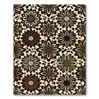 Retro Brown Floral Bloom Arrangement Rug