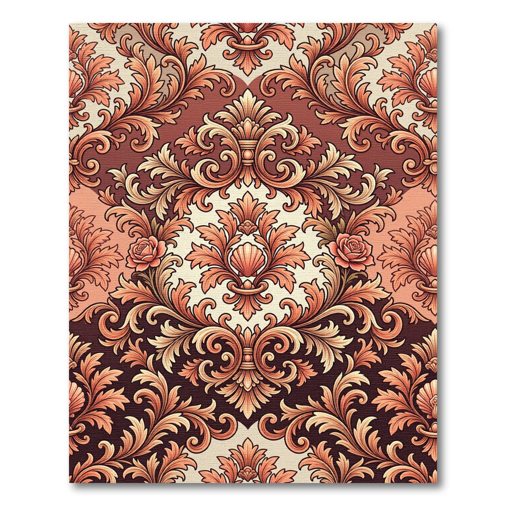 Coral Floral Acanthus Scroll Rug