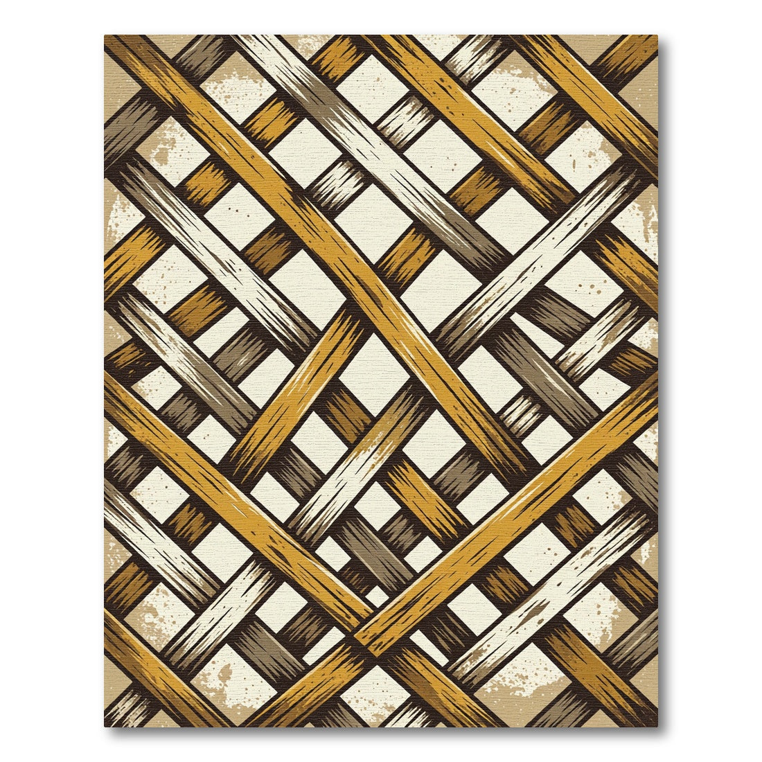 Warm Earthy Tone Woven Lattice Rug
