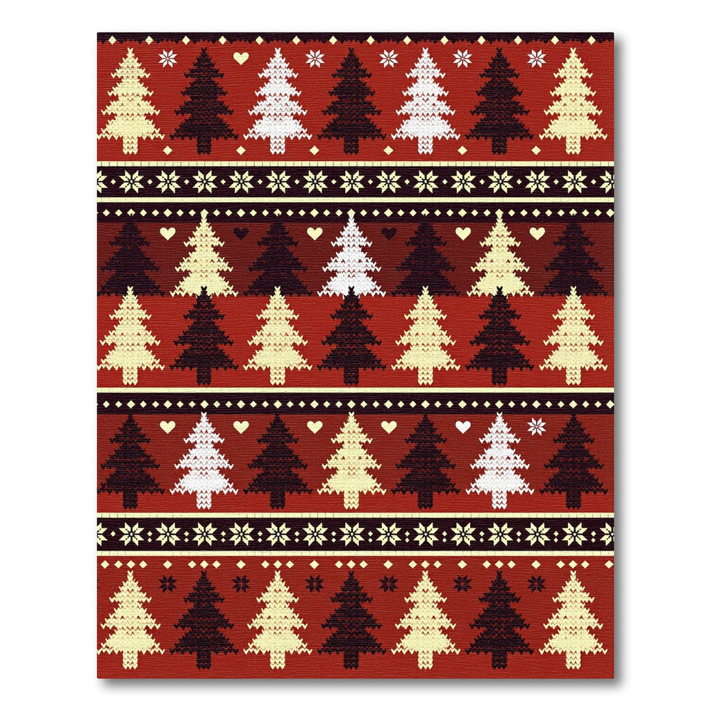 Red Cream Black Fair Isle Trees Rug
