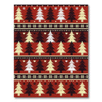 Red Cream Black Fair Isle Trees Rug