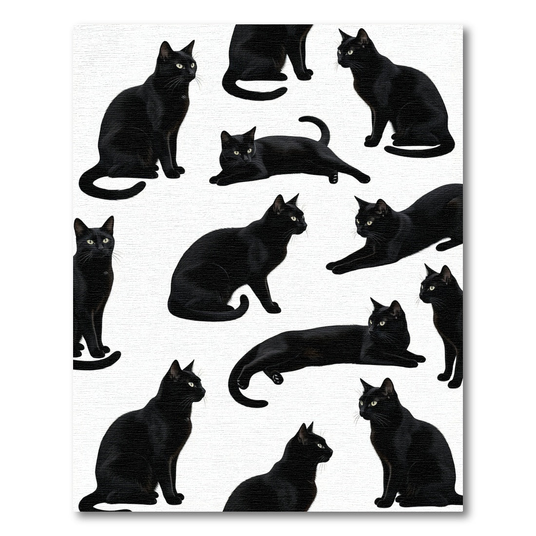 Black Cats Scattered Adorable Poses Rug