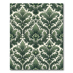 Elegant Dark Green Foliage Damask i Rug