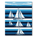 Blue Striped Sailboat Ocean Voyage Rug