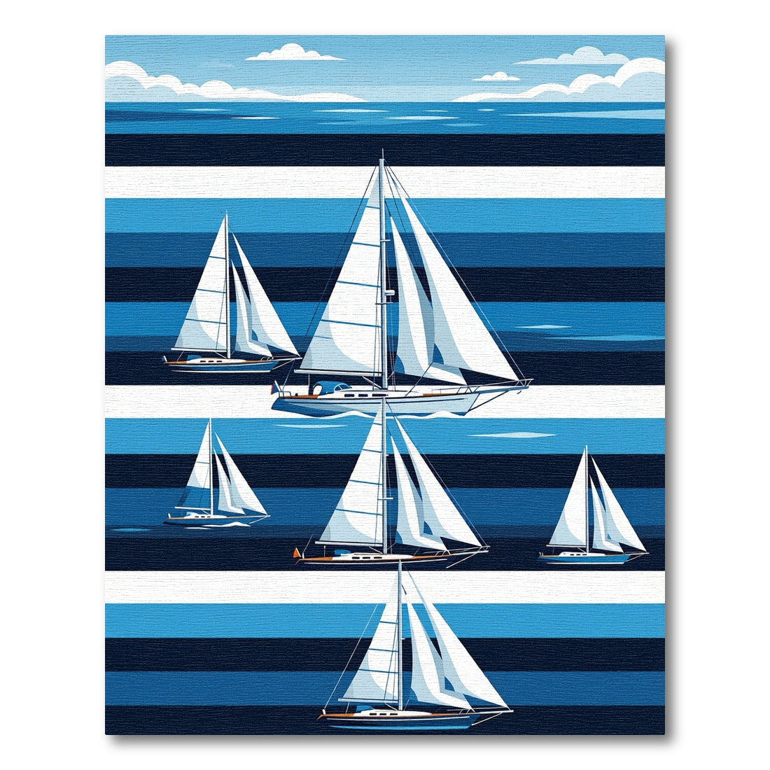 Blue Striped Sailboat Ocean Voyage Rug