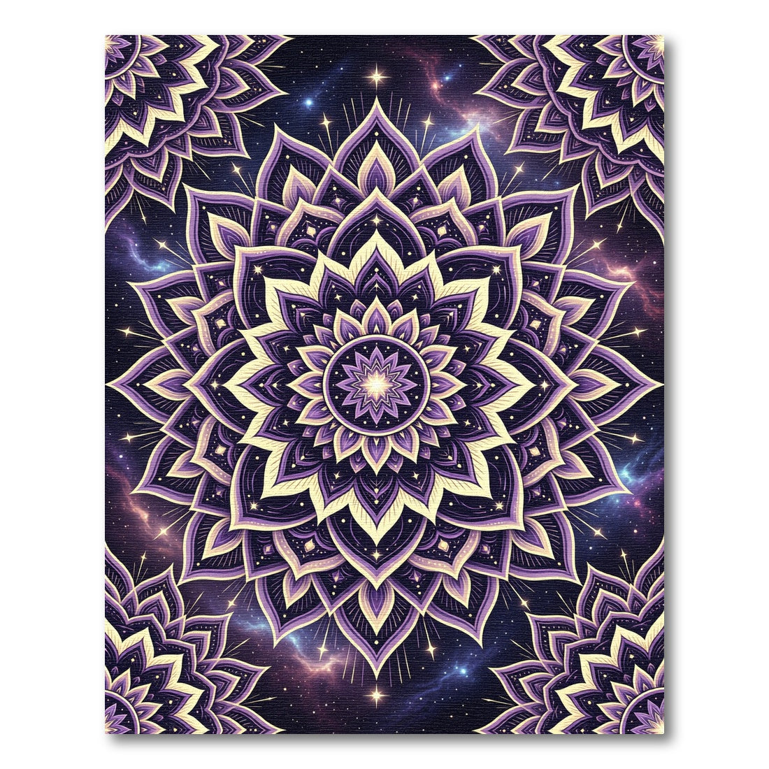 Cosmic Purple Star Mandala Rug