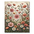 Pink Coral Daisy Floral Meadow Rug