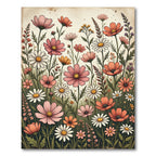 Pink Coral Daisy Floral Meadow Rug