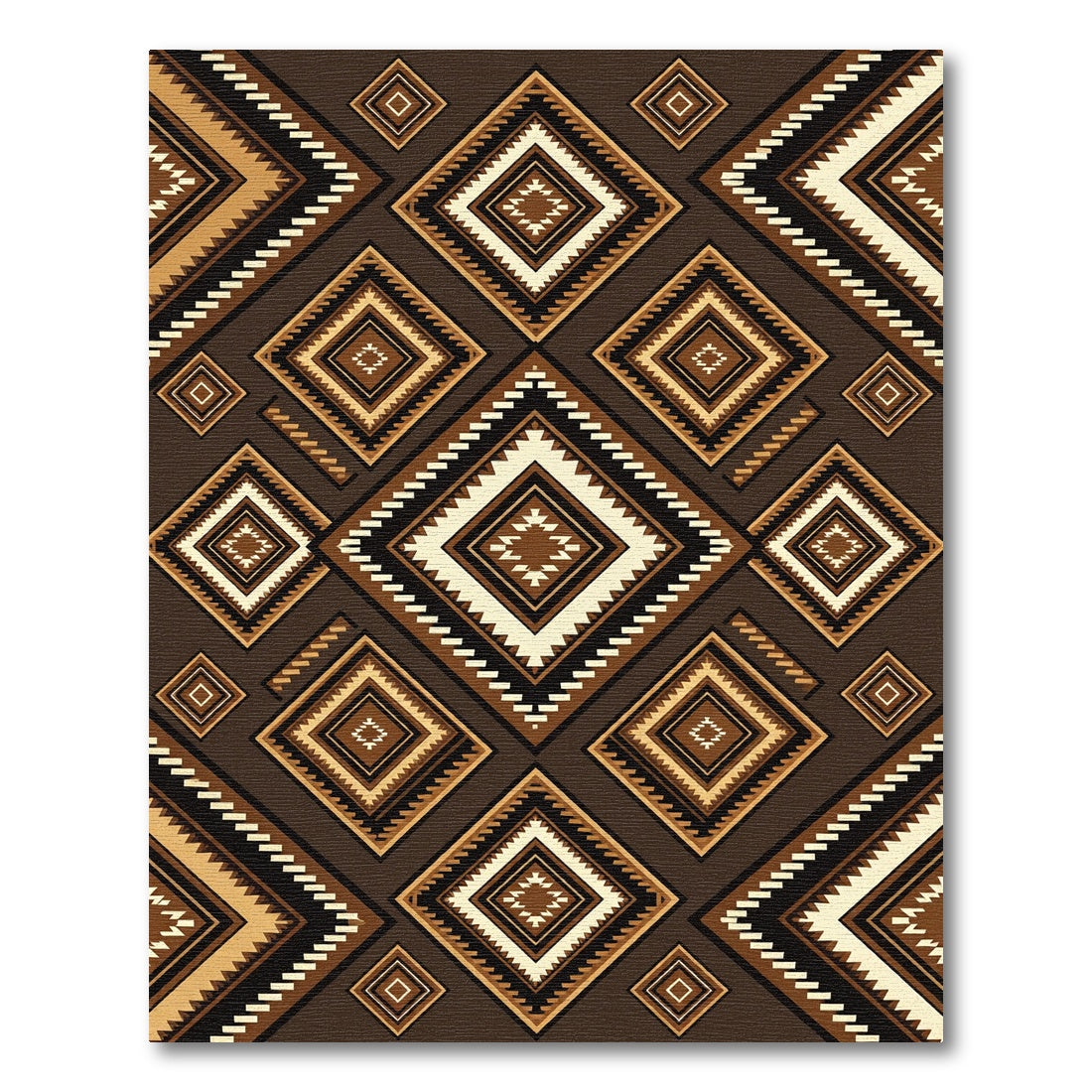 Warm Brown Diamond Navajo Inspired Rug