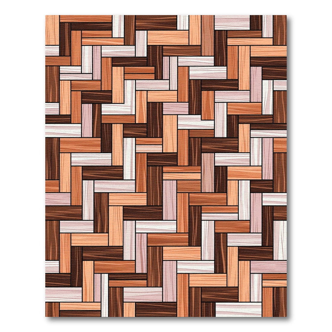 Warm Earth Tones Herringbone Parquet Rug