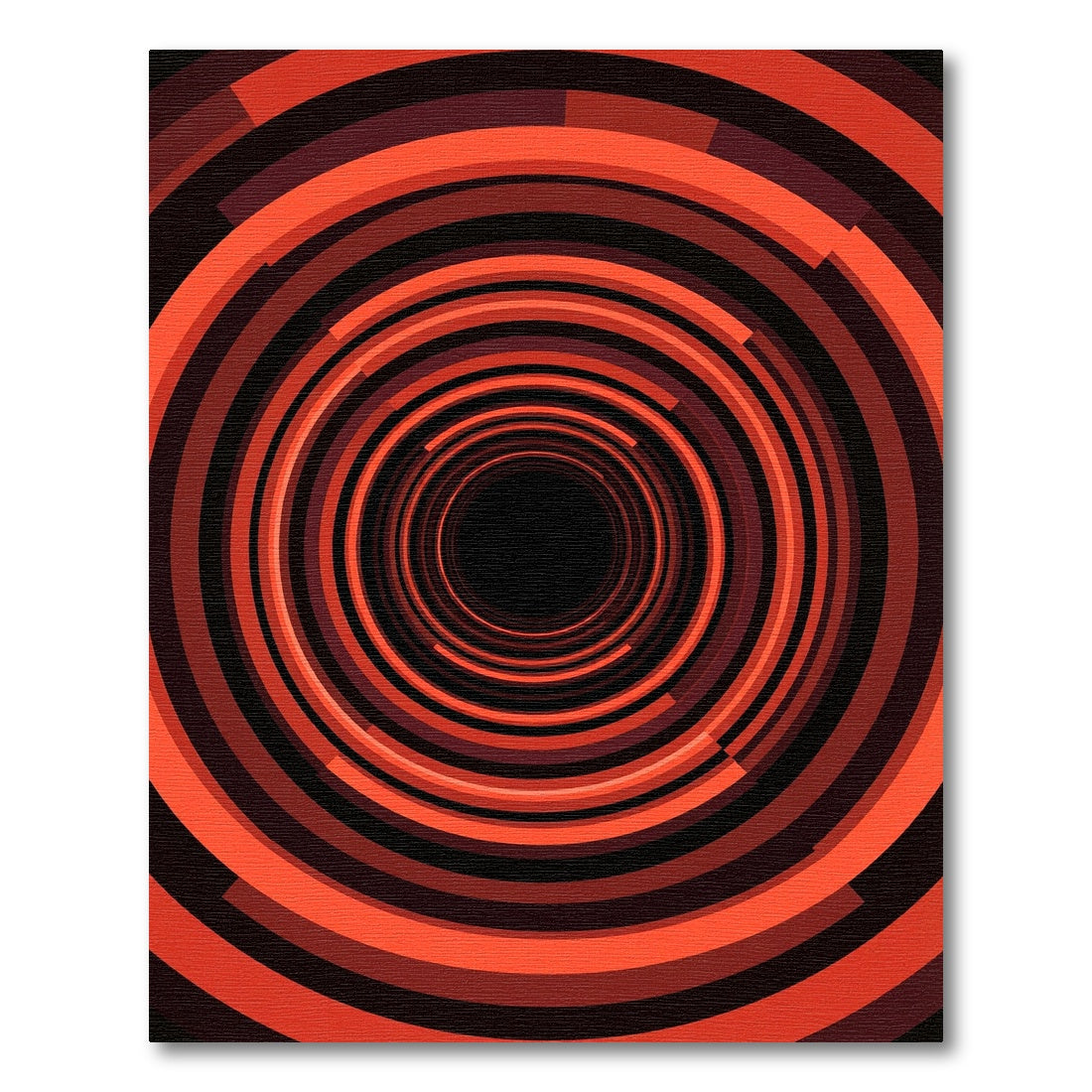 Red Concentric Circles Vortex Tunnel Rug